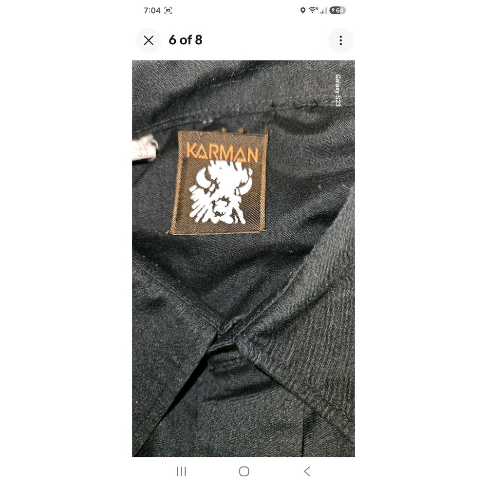 Karman Mens Size M Black Western Shirt Floral Embroidered Pearl Snap Ranch Rodeo - Picture 6 of 8